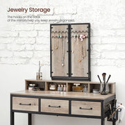 Vasagle Industrial Style Dressing Table with Tri-Fold Mirror and Stool Griege and Black