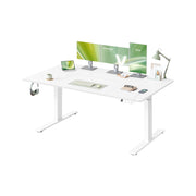 Vasagle electric standing desk in matte white with monitors, laptop and desk accessories