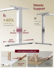 Thick 8cm steel legs and wide base on the Vasagle desk for stable electric lifting