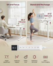 Vasagle desk adjusting between sitting height 72cm and standing height 120cm with memory presets