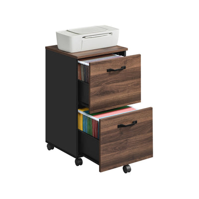 Vasagle mobile filing cabinet studio shot with printer on top and open drawers