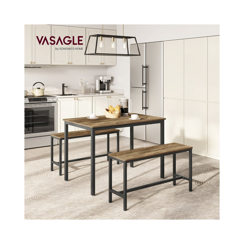 Dining table and benches in a modern kitchen