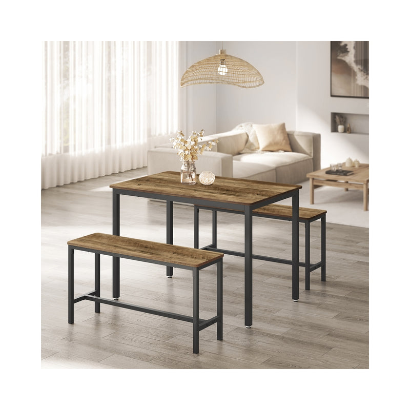 Dining table set in an open-plan living space