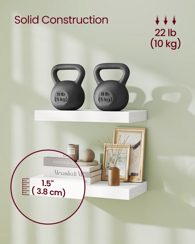Weight capacity diagram showing the shelf holding 10 kg (22 lb)