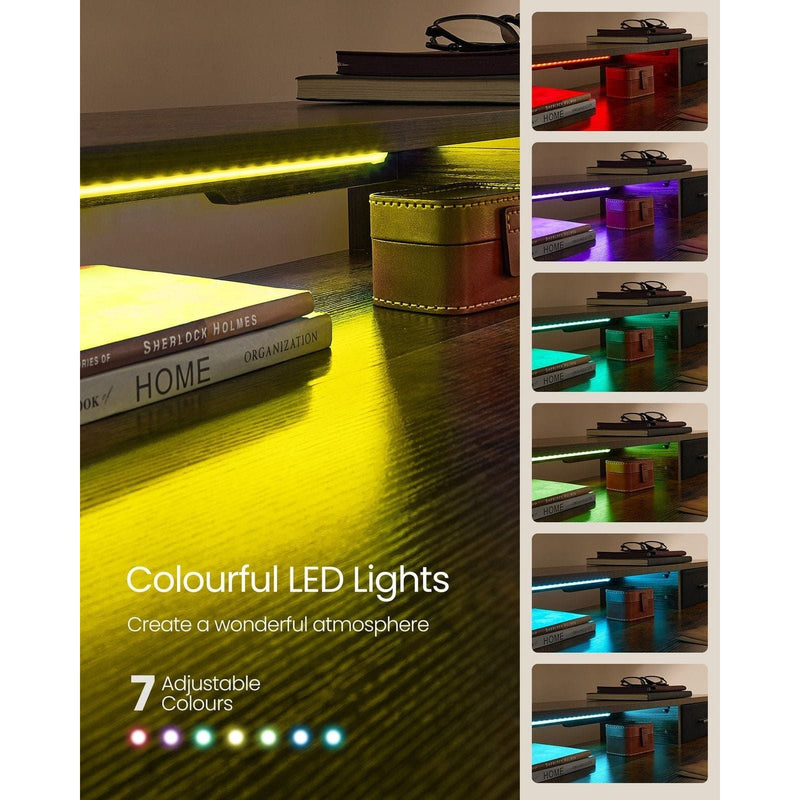 Vasagle Industrial Style Electric Standing Desk With Drawers and Lights For Home Office