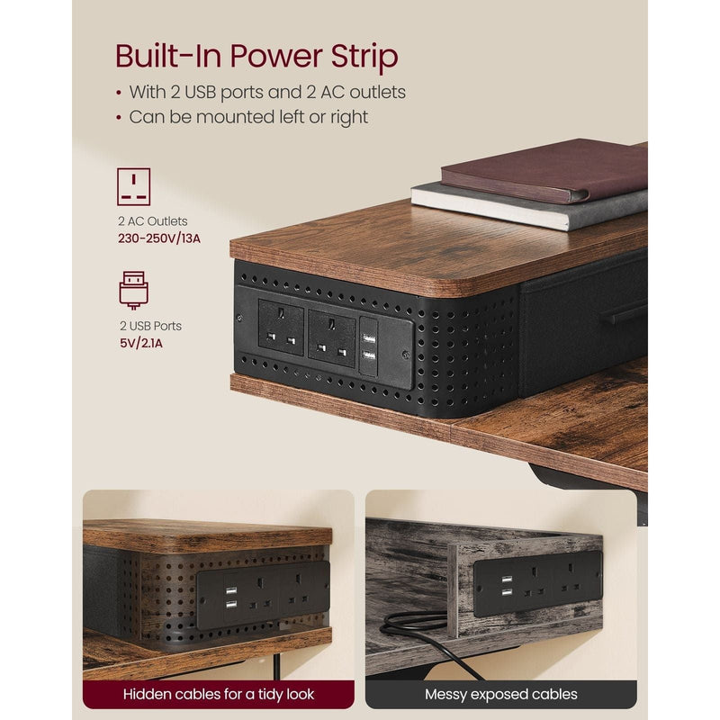 Vasagle Industrial Style Electric Standing Desk With Drawers and Lights For Home Office