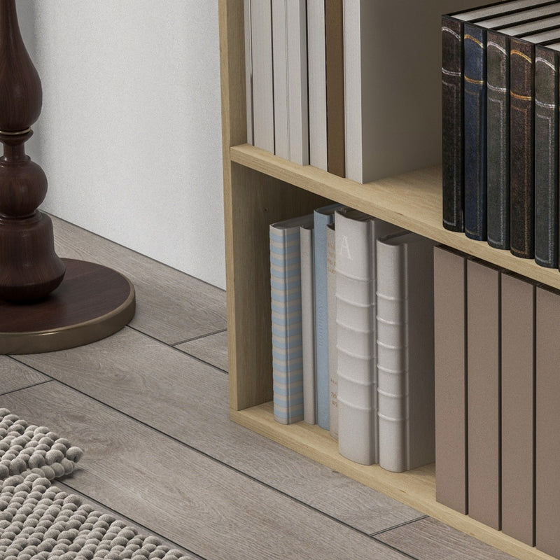 2 Tier Small Bookcase With Adjustable Shelf Ideal For Home Office Or Study, Natural