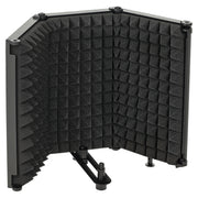 Foldable Microphone Isolation Shield With Adjustable Panels For Studio Recording Black AOSOM