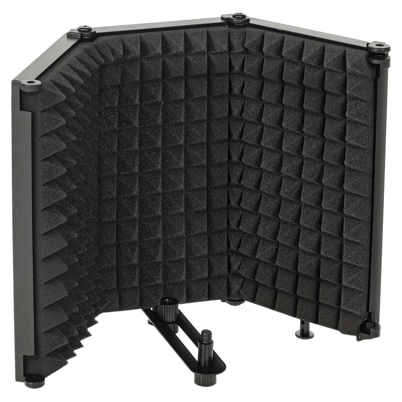 Foldable Microphone Isolation Shield With Adjustable Panels For Studio Recording Black AOSOM