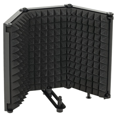 Foldable Microphone Isolation Shield With Adjustable Panels For Studio Recording Black AOSOM