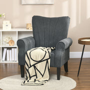 Upholstered Accent Armchair with High Back and Wood Legs Ideal for Living Room Grey