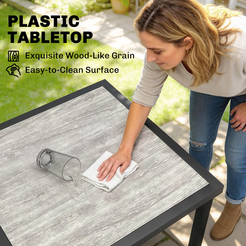 Outdoor Dining Set for 4 with Foldable Chairs and Compact Table for Small Gardens Grey Outsunny