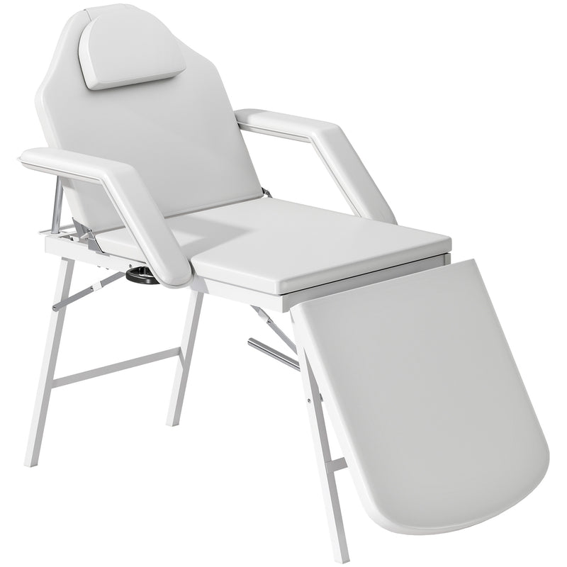3 Section Foldable Massage Table with Adjustable Backrest for Spa and Beauty Treatment White