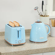 Fast Boil Kettle and 2 Slice Toaster Set with Auto Shut Off for Quick Breakfasts, Light Blue