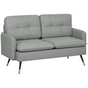 Modern 2 Seater Sofa With Cushions and Steel Legs For Living Room Comfort Grey