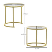 Set of 2 Nesting Coffee Tables with Tempered Glass and Steel Frame by HOMCOM