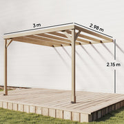 Wooden Lean To Pergola Kit With Concrete Anchors For Garden Patio Shade Light Brown AOSOM