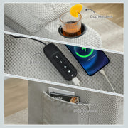 Electric Recliner Armchair with Massage Heat USB Port and Cup Holders for Lounge Grey AOSOM