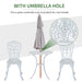 White 3 Piece Antique Garden Bistro Set Cast Aluminium with Umbrella Hole by Outsunny