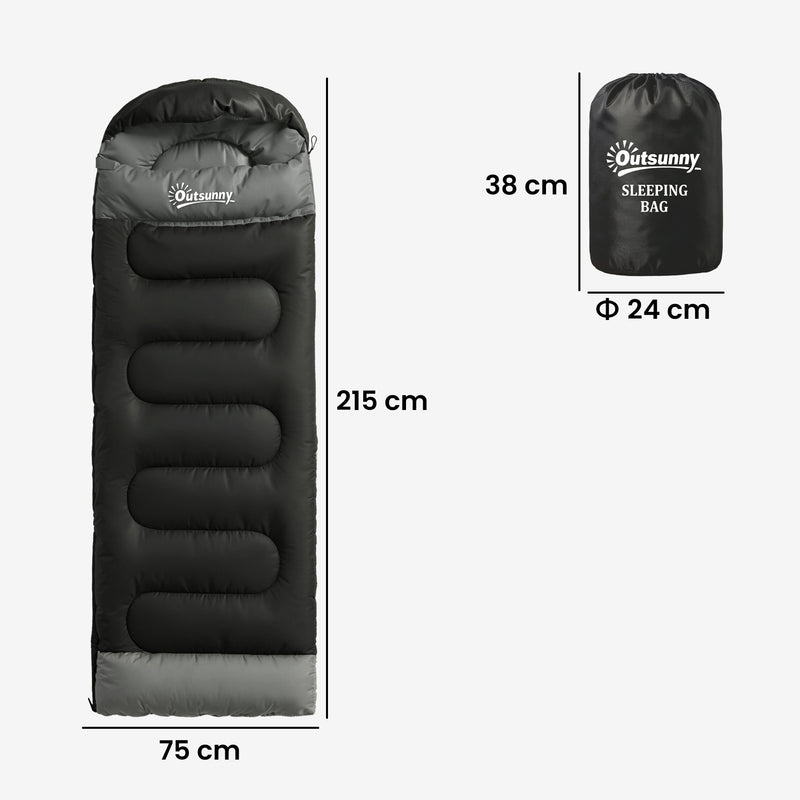 Sleeping Bag for Camping with Warm Hollow Cotton Fill and Blanket Zip Design Black