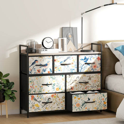 7 Drawer Chest of Drawers with Spacious Storage for Bedroom or Living Room White