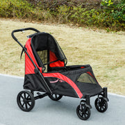 Easy Folding Pet Stroller for Large Dogs With Shock Absorb Frame and Safety Leashes by PawHut AOSOM