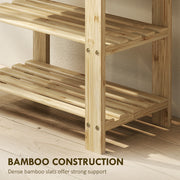 3 Tier Bamboo Shoe Storage Bench With Seat For Hallway Or Entryway, Natural Wood AOSOM