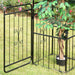 Metal Garden Arbor Arch with Double Doors and Planter Baskets Black by Outsunny