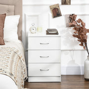 White 3 Drawer Bedside Table with Silver Handles by HOMCOM