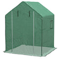 Walk In Greenhouse Cover Replacement with Roll Up Door and Mesh Windows for Garden Green