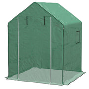Walk In Greenhouse Cover Replacement with Roll Up Door and Mesh Windows for Garden Green