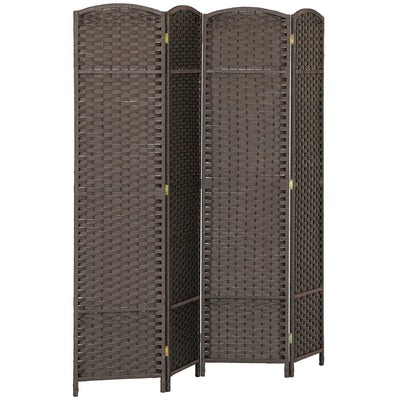 4 Panel Folding Room Divider Freestanding Privacy Screen For Home Or Office, Brown