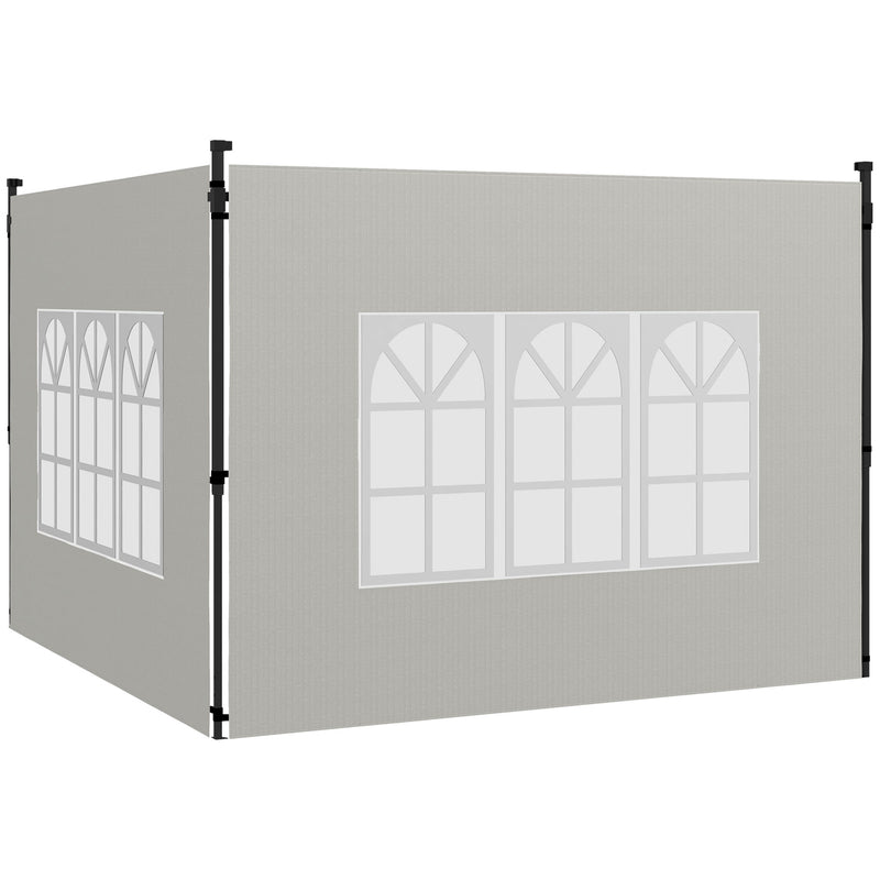 White Gazebo Side Panels With Windows 2 Pack For 3x3m Or 3x6m Garden Canopy Shelter