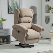 Khaki electric recliner chair styled in a modern living room