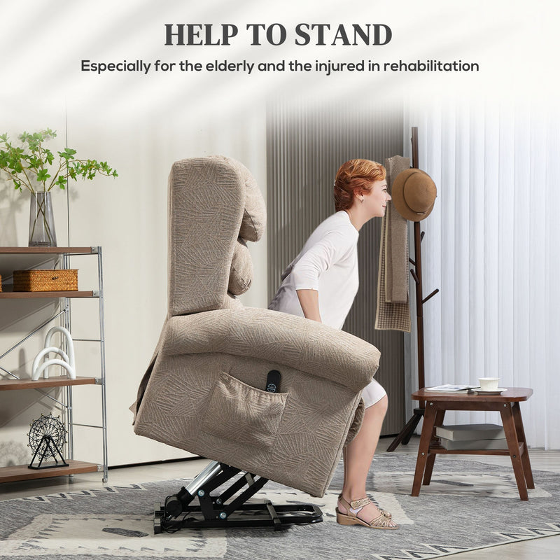 Recliner chair lifted forward to help a user stand up