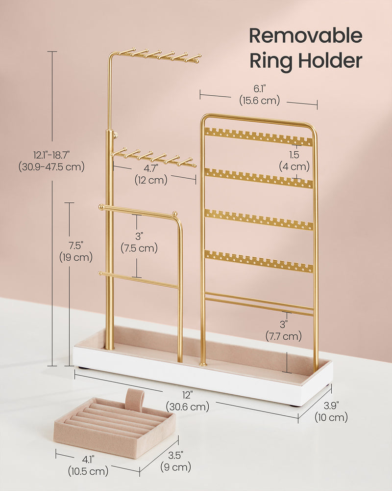 Side view showing the full height of the jewellery stand