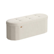 Songmics velvet storage ottoman bench in Cream White, studio shot showing the racetrack shape