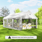 6x4m Marquee Party Tent for Outdoor Gatherings with Large Windows and Weather Protection White Outsunny