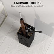 Black Metal Umbrella Stand with Hooks and Drip Tray for Hallway and Entryway by HOMCOM