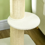 2 Tier Cat Tree with Basket Bed and Sisal Scratching Posts for Indoor Cats Cream White