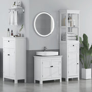 Tall Slim Bathroom Storage Cabinet with Shelves Drawer and Soft Close Door in White by HOMCOM