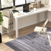 Folding Chairs Set of 4 for Extra Comfortable Seating and Easy Storage Beige AOSOM