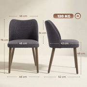 Dining Chairs with Supportive Padding for Comfortable Family Meals Dark Grey Set of 2 AOSOM