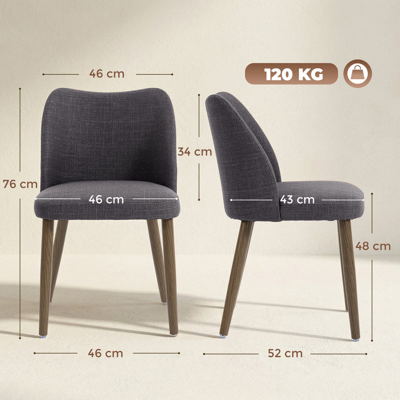 Dining Chairs with Supportive Padding for Comfortable Family Meals Dark Grey Set of 2 AOSOM