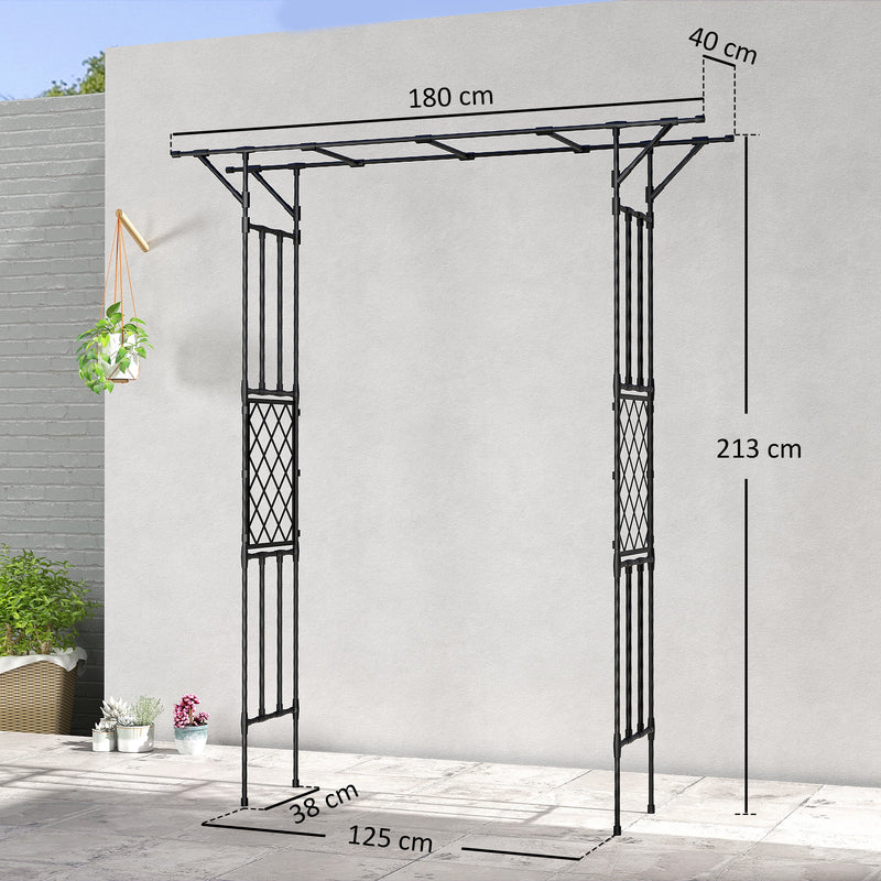 Garden Arch for Climbing Plants with Rust Resistant Steel Frame for Outdoor Decoration Black Outsunny