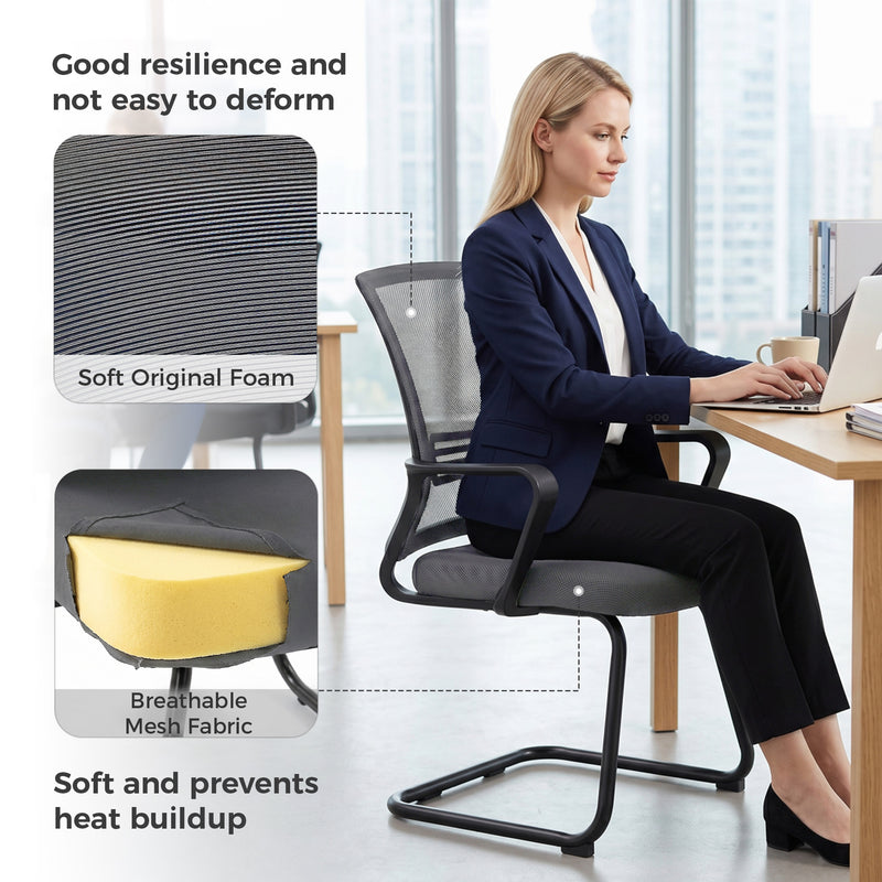 Mesh Desk Chair with Ergonomic Backrest for Comfortable Home Working Dark Grey