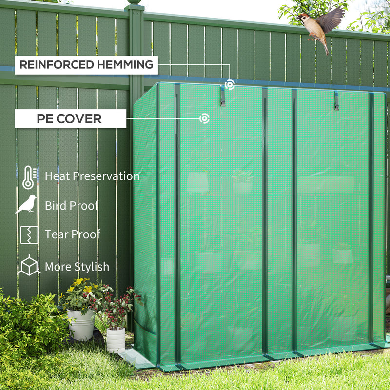 Three Tier Mini Greenhouse With Shelves For Outdoor Plant Growth Protection Green AOSOM