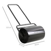 38L Fillable Steel Lawn Roller for Easy Ground Levelling, Black by Outsunny