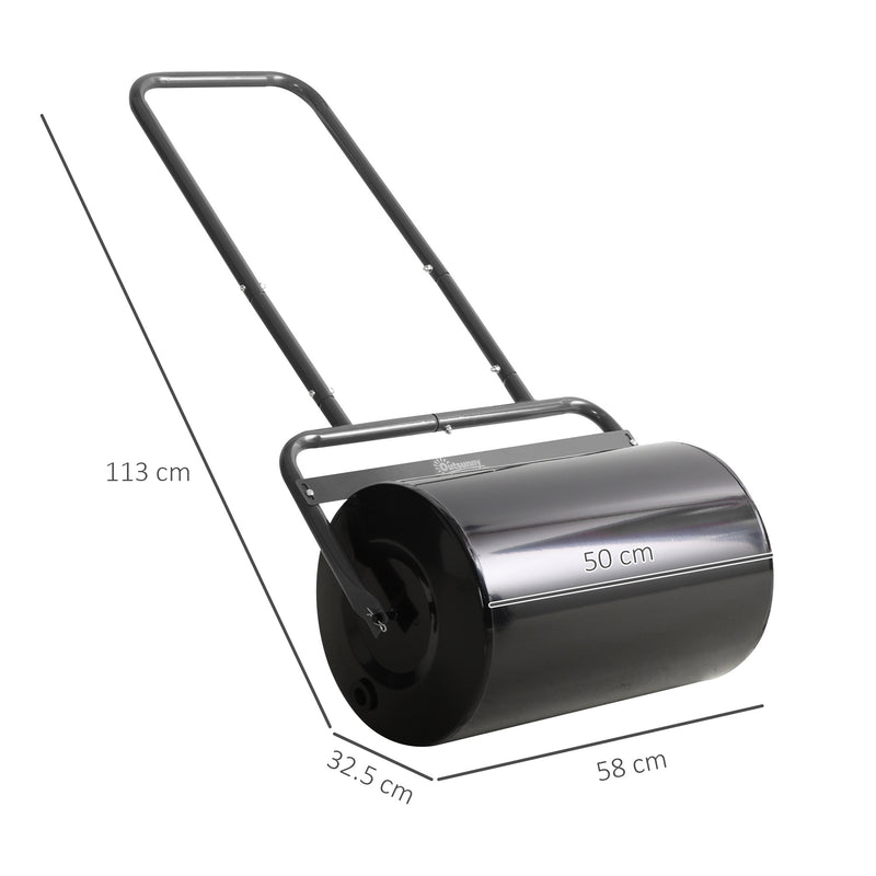 38L Fillable Steel Lawn Roller for Easy Ground Levelling, Black by Outsunny