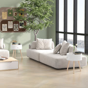 White Round Bedside Tables with Drawer Set of 2 by HOMCOM